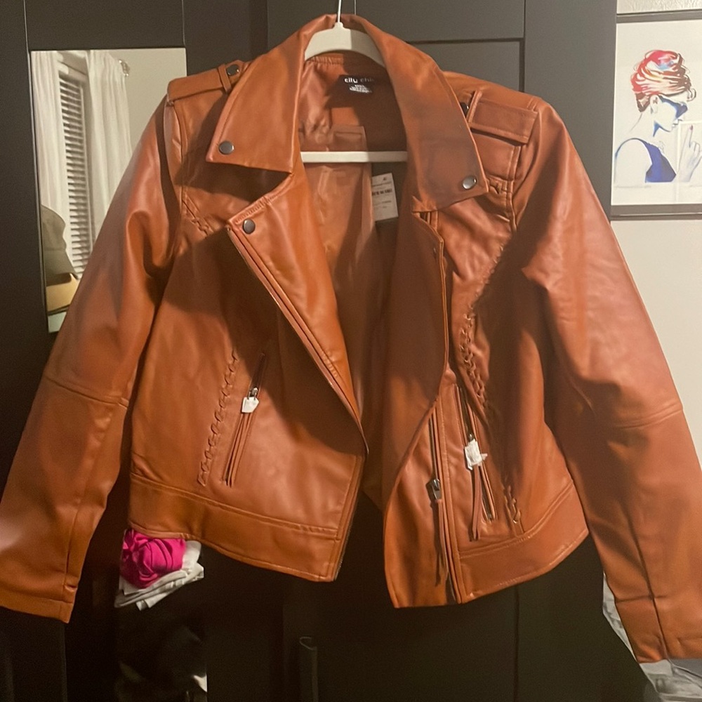 Whip stitch biker jacket